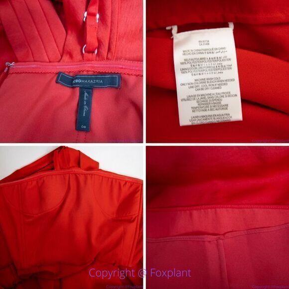 BCBGMaxAzria Palais One Shoulder‎ Cocktail Prom Dress, jewel red, size 8 - Picture 16 of 16